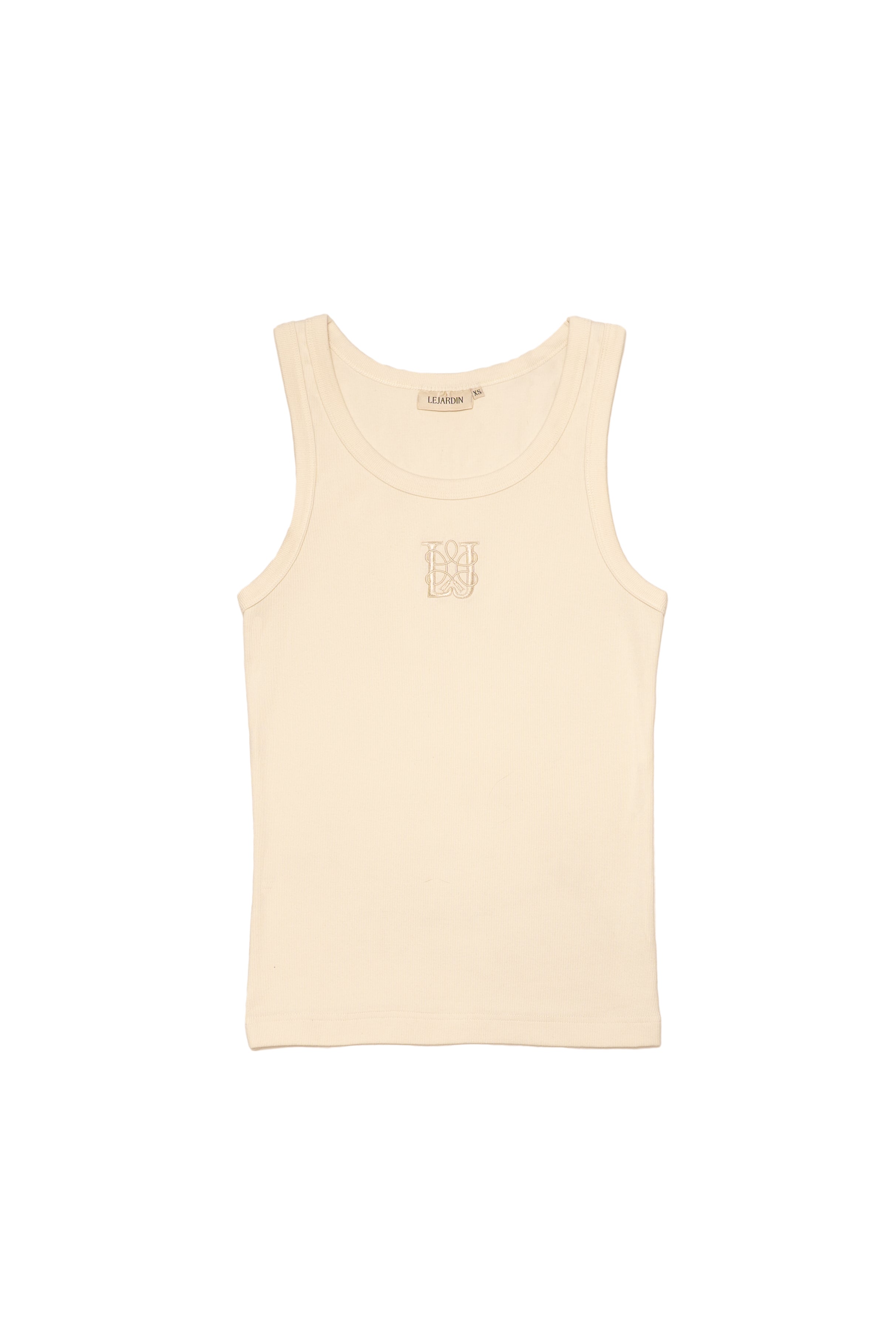LeJardin Unisex Tanktop Ivory Gerippt