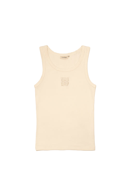 LeJardin Unisex Tanktop Ivory Gerippt