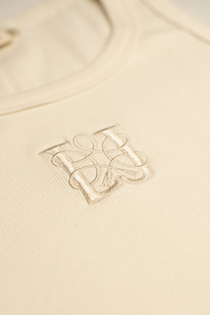 LeJardin Unisex Tanktop Ivory Gerippt