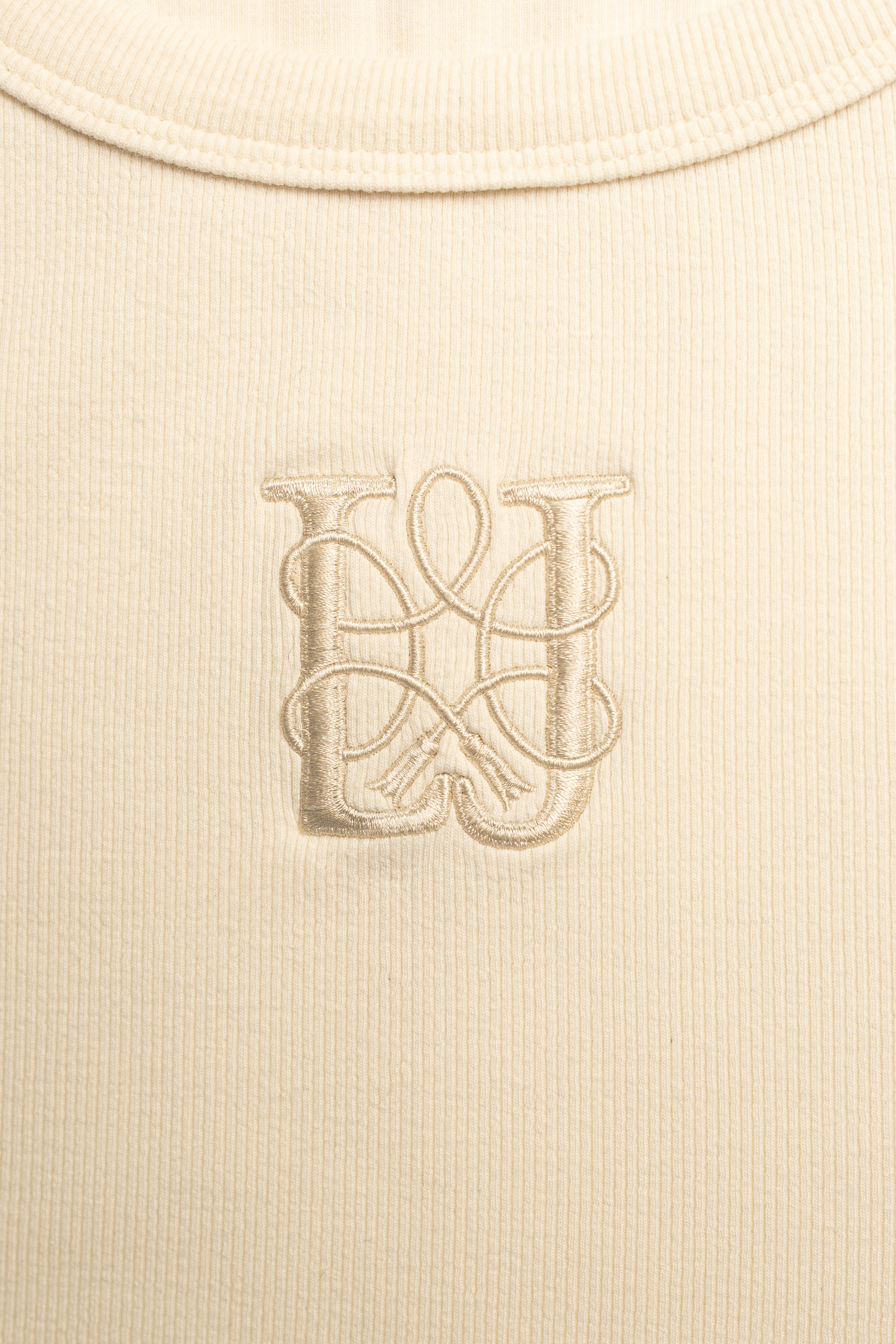 LeJardin Unisex Tanktop Ivory Gerippt