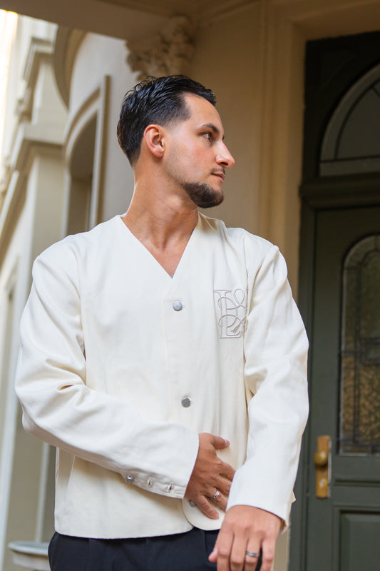 LEJARDIN Boxy Overshirt Jacket – Ivory